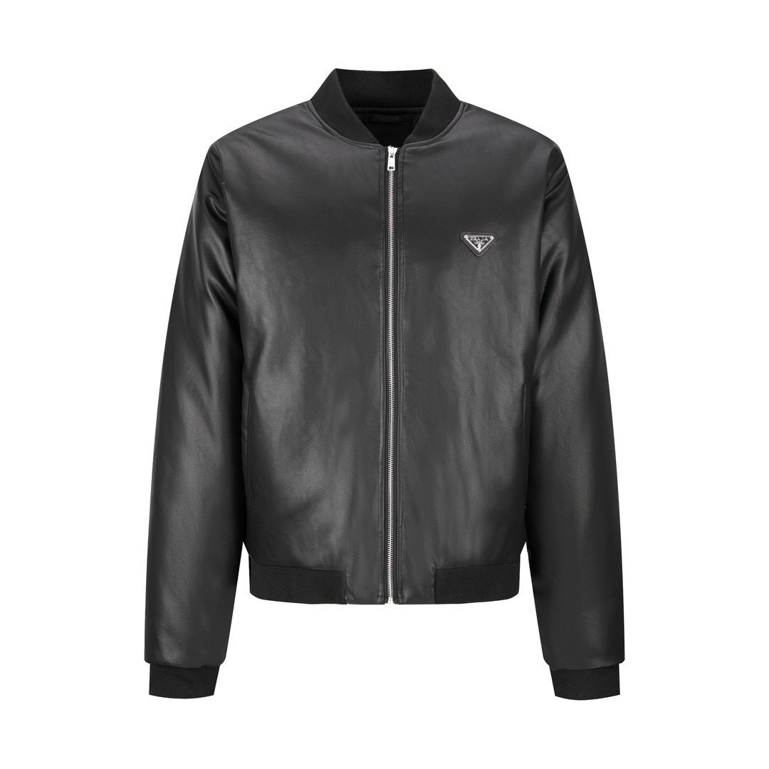 Prada Leather Bomber Jacket "Black"