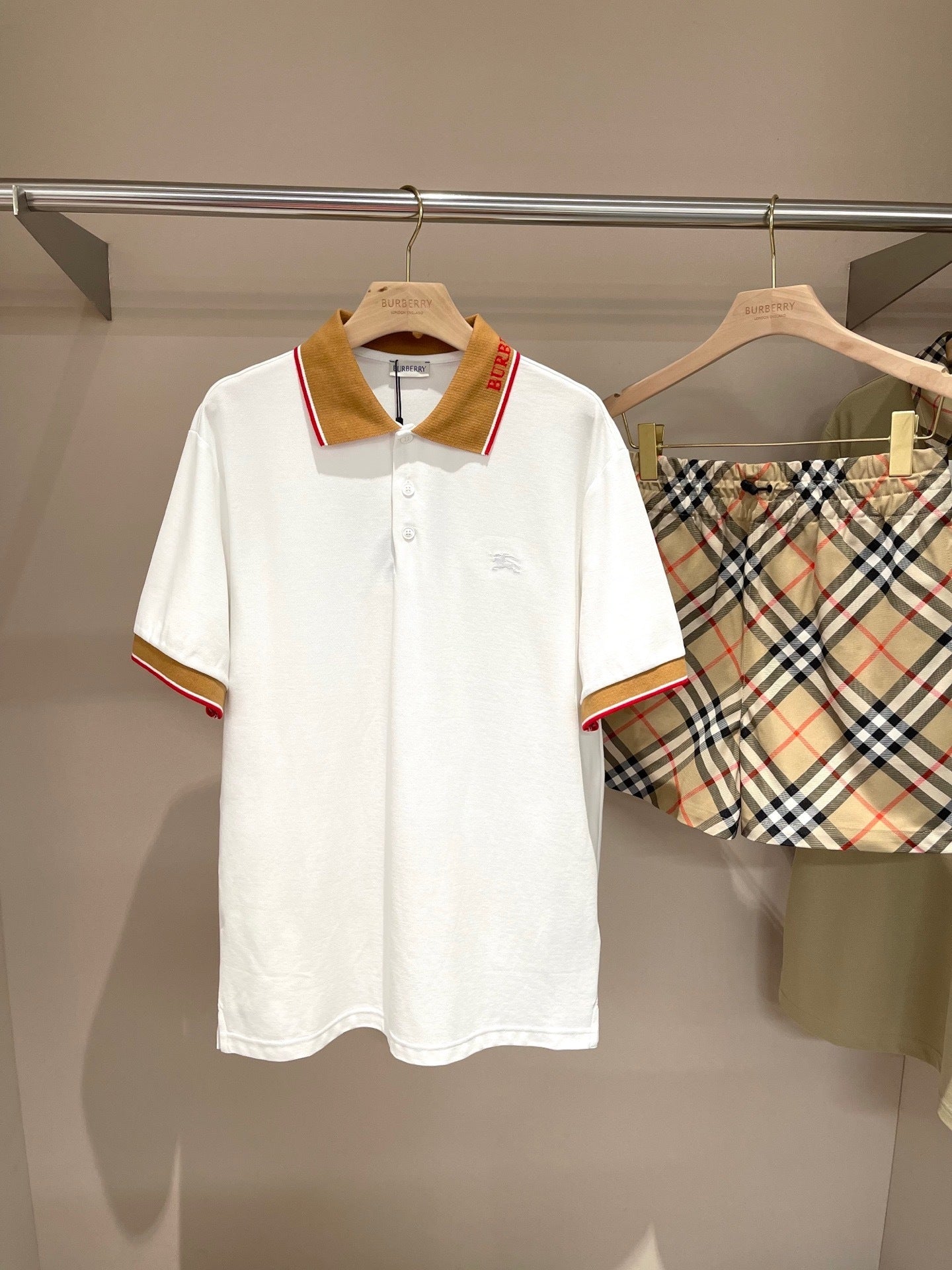 Burberry Logo Collar Cotton Polo Shirt "Chalk White"