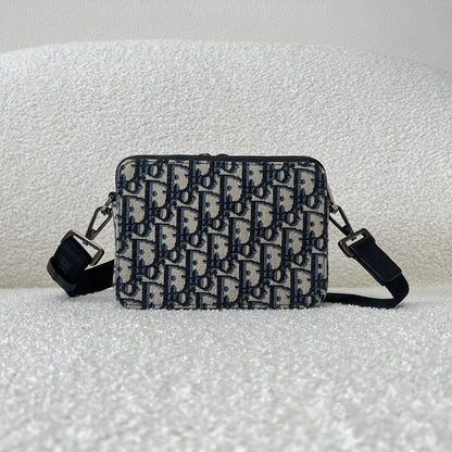 Dior Oblique Jacquard Zipped Pouch with Strap