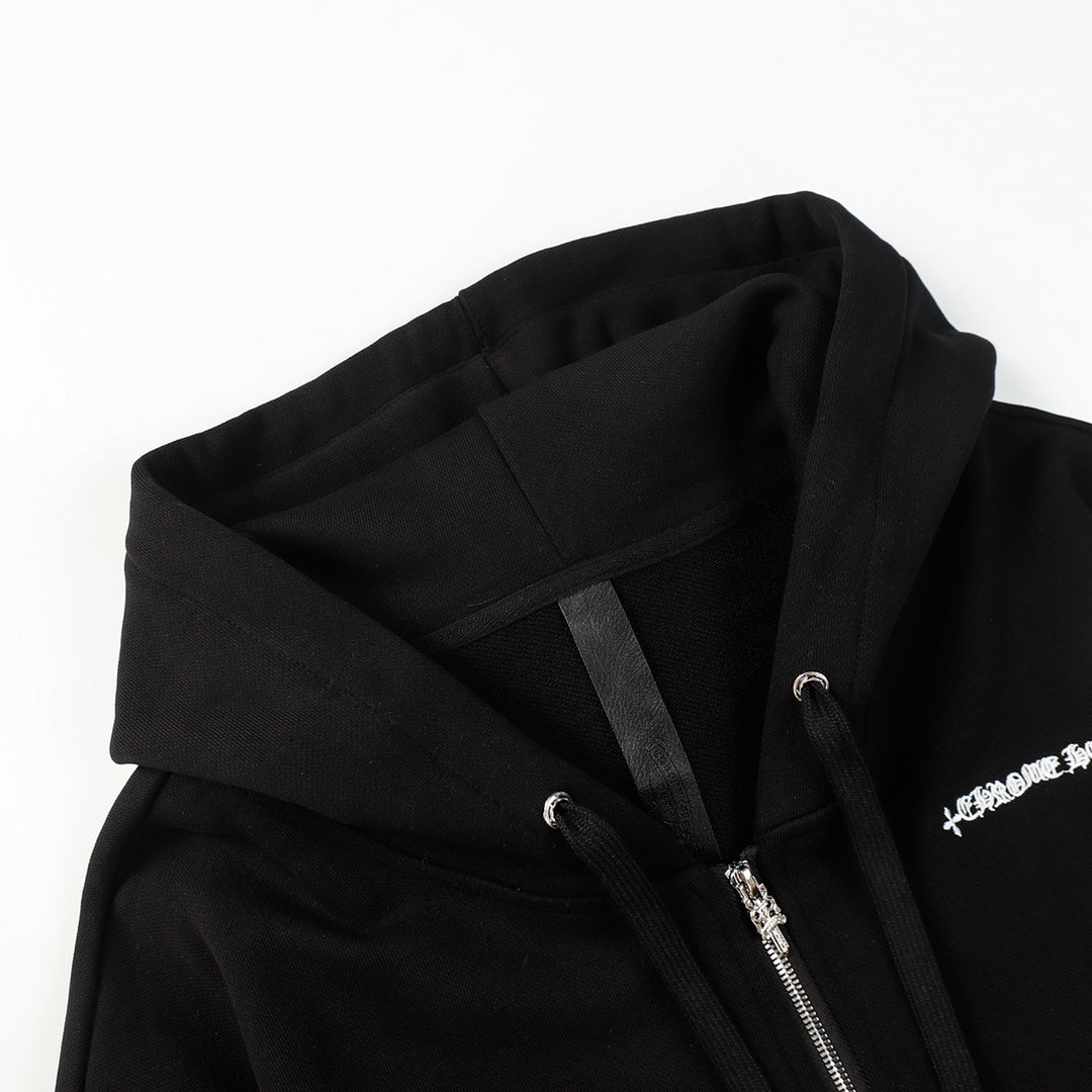 Chrome Hearts Zip-Up Hoodie "Black-White"