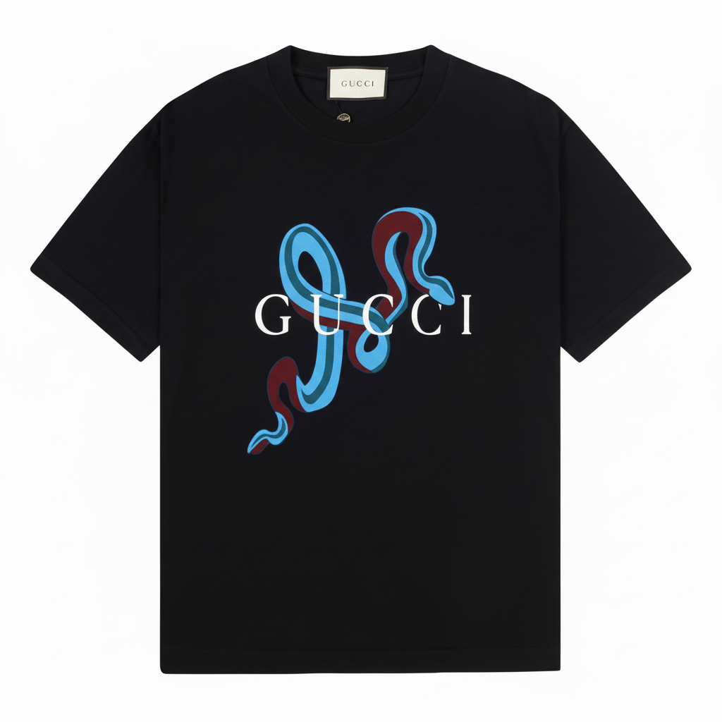 Gucci Snake Print T-Shirt "Black"