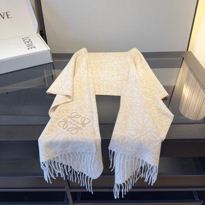 Loewe Anagram Wool and Cashmere Scarf "Cream"