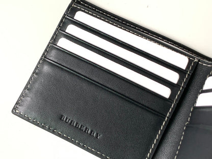 Burberry Check and Leather Bifold Wallet