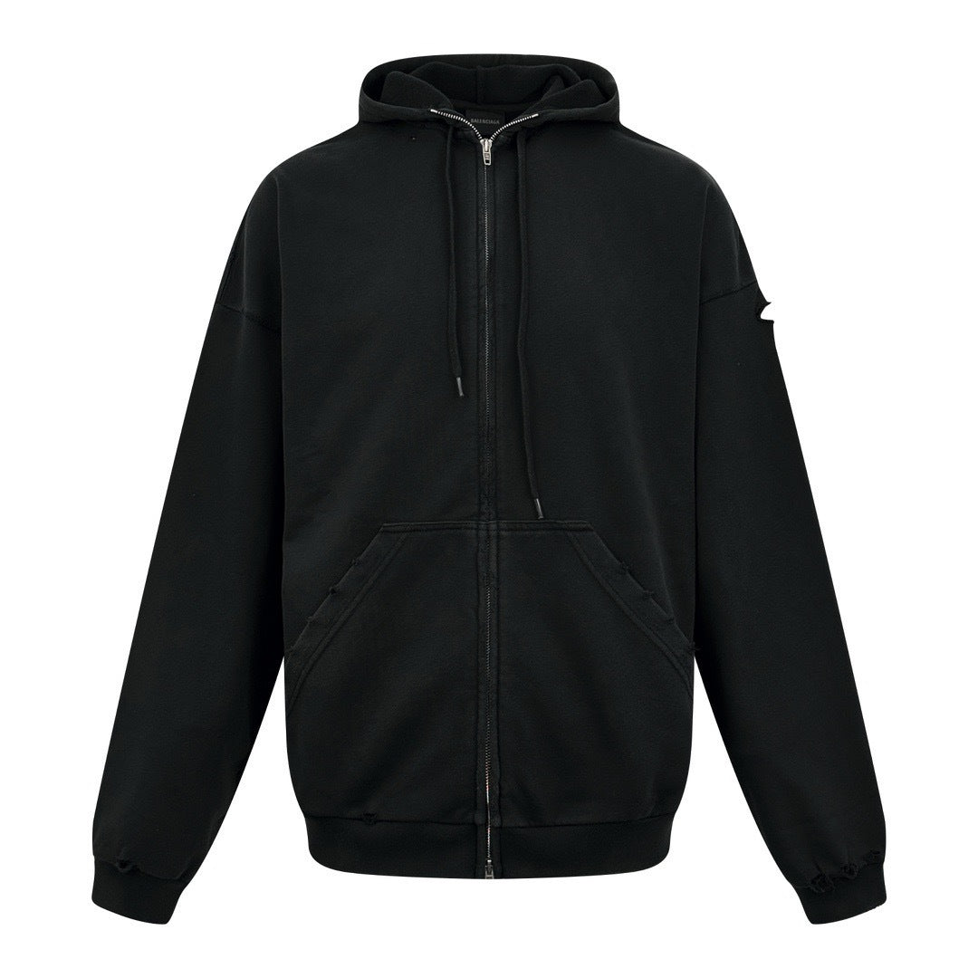 Balenciaga Tape Logo Zip-up Hoodie "Black"