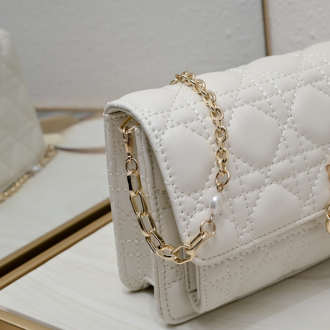 Dior My Dior Daily Pouch with Chain "Latte Cannage Lambskin"