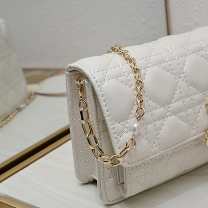 Dior My Dior Daily Pouch with Chain "Latte Cannage Lambskin"