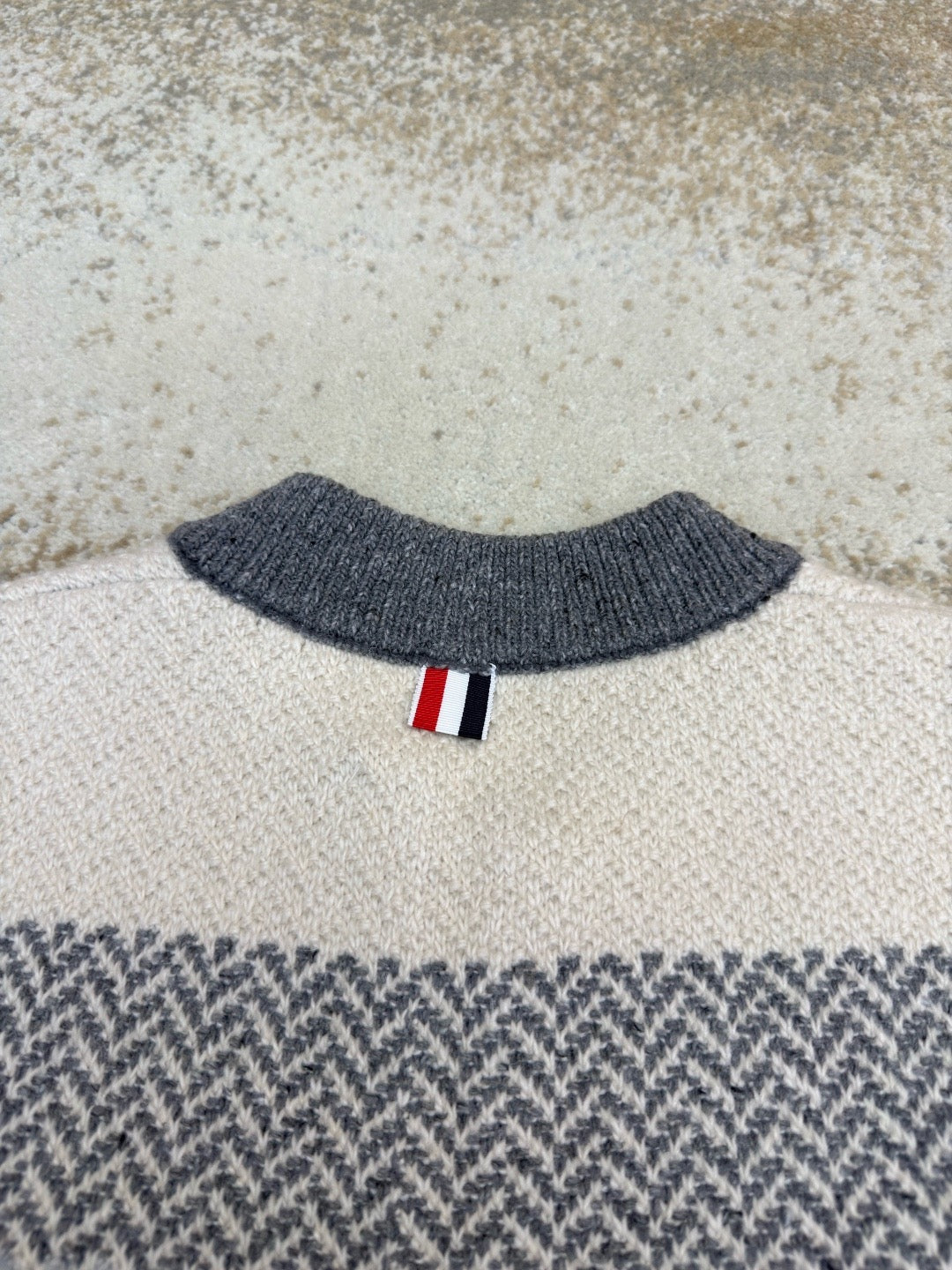 Thom Browne Donegal and Cushendale Herringbone Jacquard Bomber Jacket "Tonal Grey"