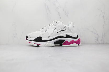 Balenciaga Triple S "White-Pink-Black-All Over Logo"