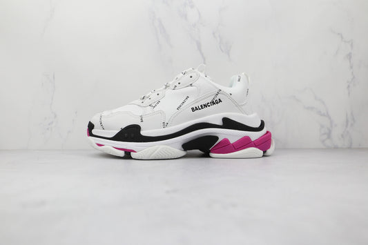 Balenciaga Triple S "White-Pink-Black-All Over Logo"