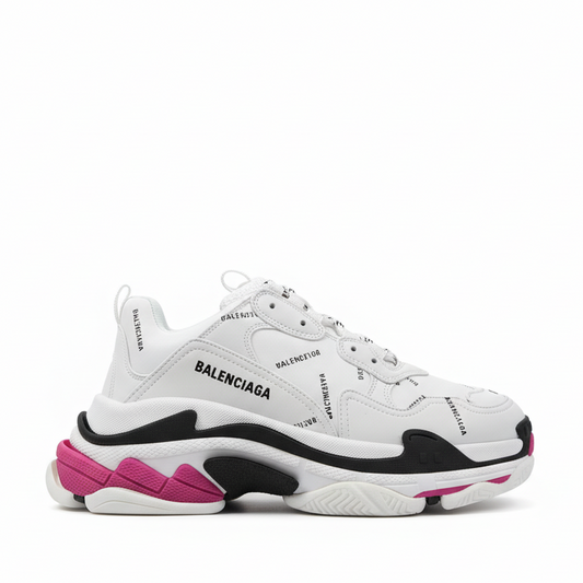 Balenciaga Triple S "White-Pink-Black-All Over Logo"