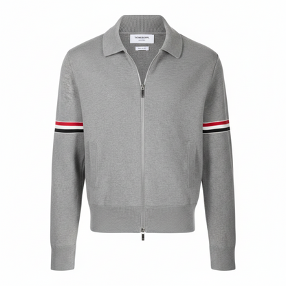Thom Browne RWB Stripe Zipped Cardigan "Gray"