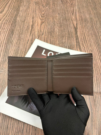 Loewe Bifold Wallet in Satin Calfskin "Dark Chestnut"