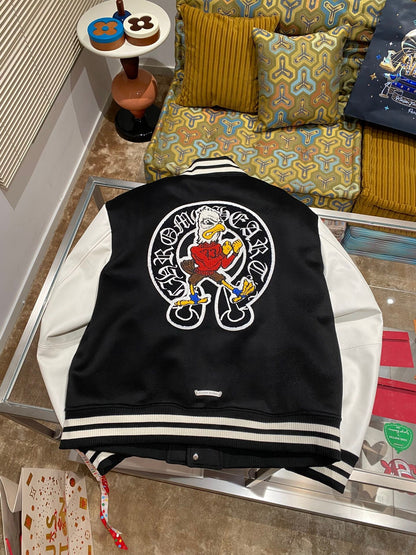 Chrome Hearts Timmy Varisity Leather Jacket "Black-White"