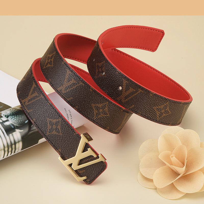 Louis Vuitton LV Initiales 30mm Reversible Belt "Monogram Eclipse" and "Red"