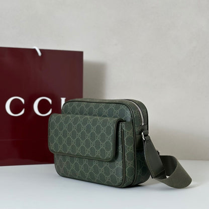 Gucci GG Monogram Small Crossbody Bag "Forest Green GG Fabric"