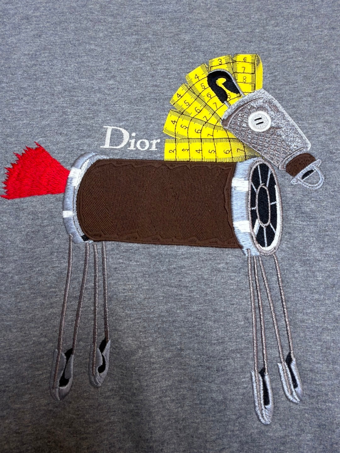 Dior Sweatshirt with Horse Embroidery and Print "Gray Cotton Fleece"