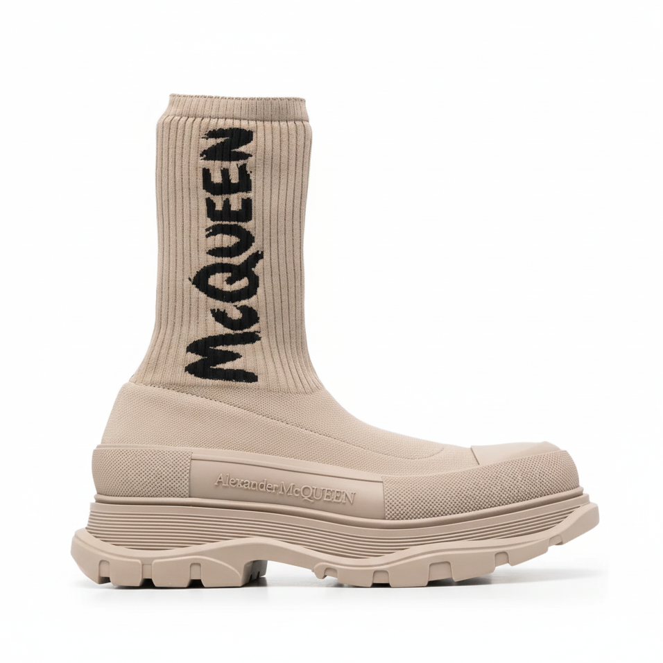 Alexander McQueen Tread Slick Boot "Ribbed Beige"