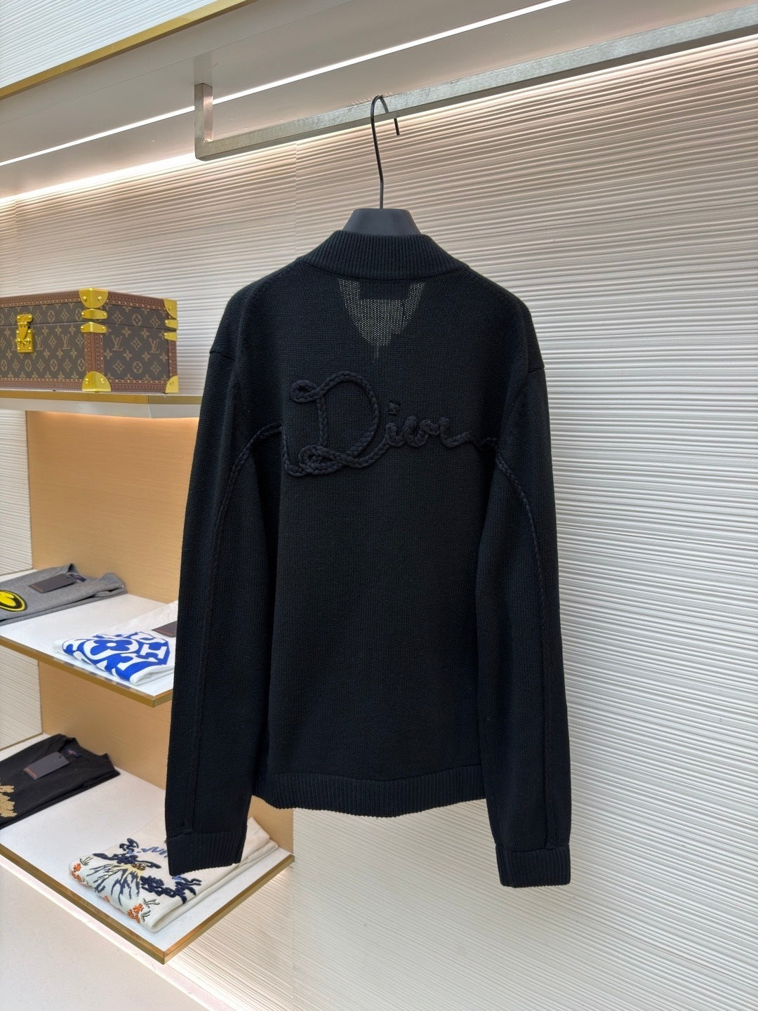 Dior Ribbon Blouson Jacket "Black Wool Jersey"