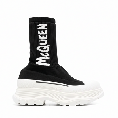 Alexander McQueen Tread Slick Boot "Ribbed Black-White"