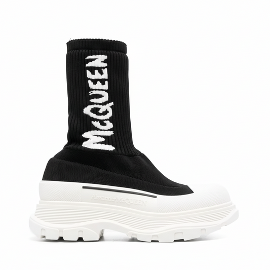 Alexander McQueen Tread Slick Boot "Ribbed Black-White"