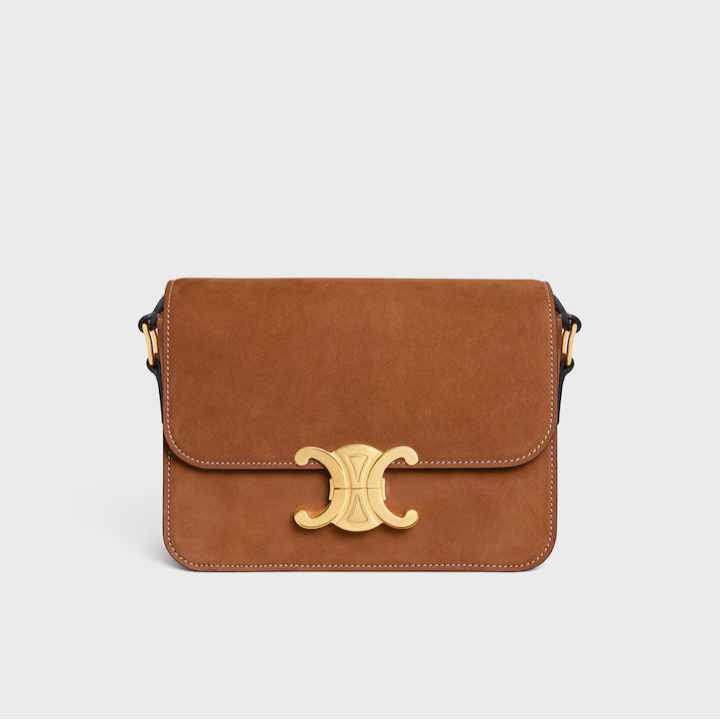Celine Teen Triomphe Bag in Nubuck Calfskin "Camel"