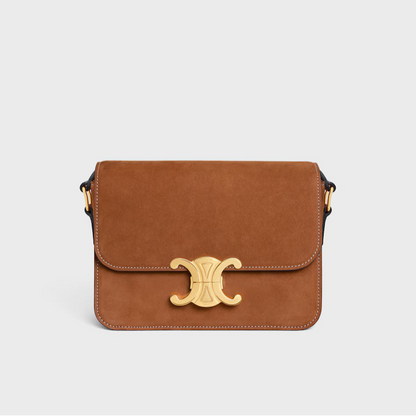 Celine Teen Triomphe Bag in Nubuck Calfskin "Camel"