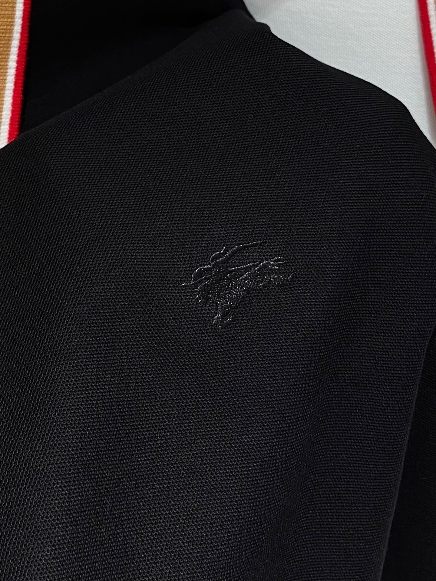 Burberry Logo Collar Cotton Polo Shirt "Black"