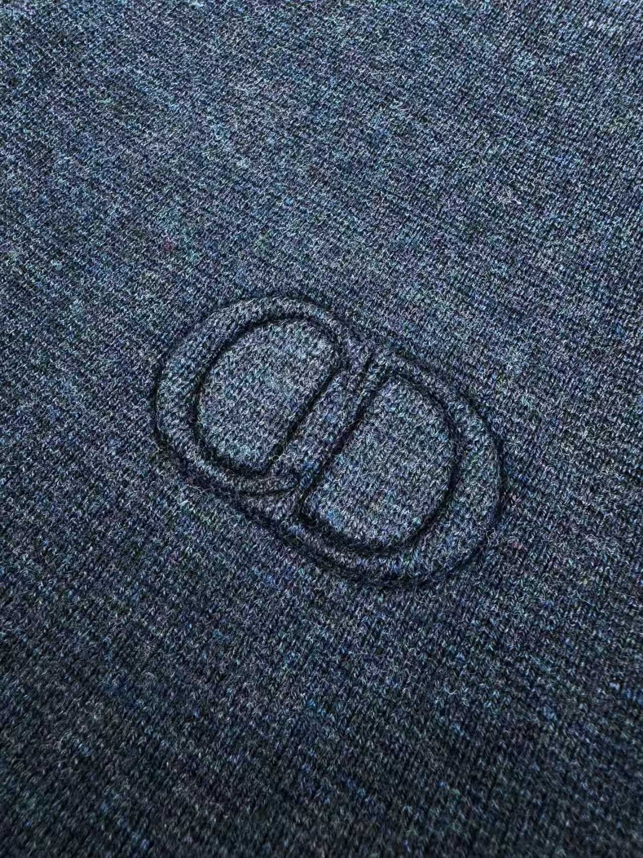 Dior CD Icon Zipped Sweater "Navy Blue Virgin Wool Punto Milano Knit"