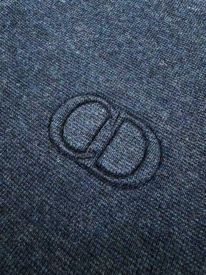 Dior CD Icon Zipped Sweater "Navy Blue Virgin Wool Punto Milano Knit"