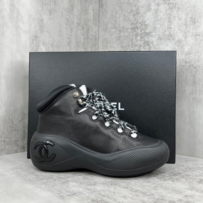 Chanel Leather Snow Boots "Black"