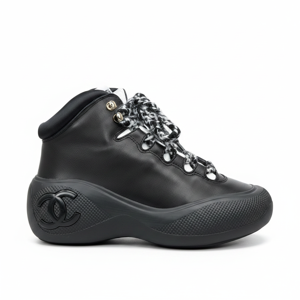 Chanel Leather Snow Boots "Black"