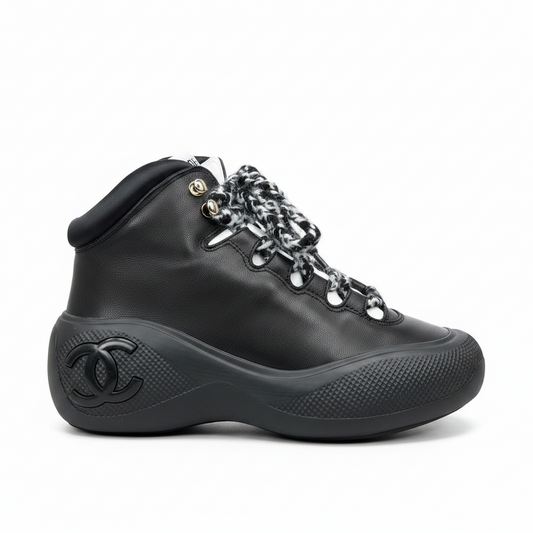 Chanel Leather Snow Boots "Black"