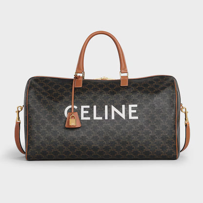 Celine Large Voyage Bag in Triomphe Canvas with Celine Print "Tan"