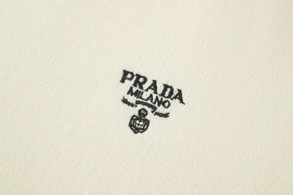 Prada Embroidered Logo Sweater "Cream"