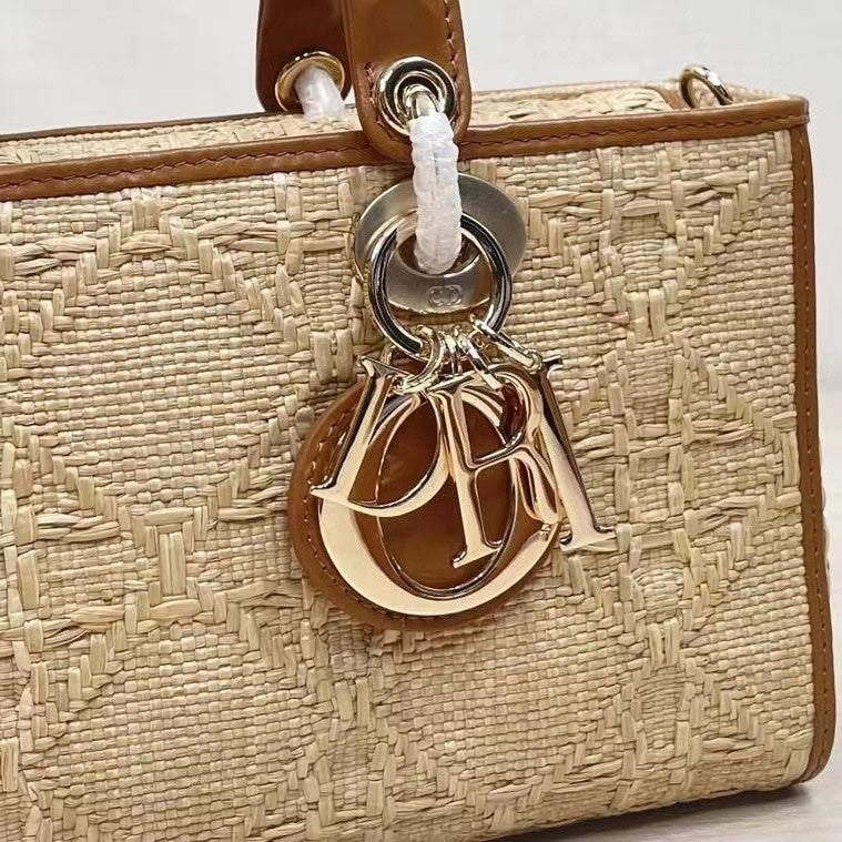 Dior Medium Lady D-Joy Bag "Natural Macrocannage Raffia"