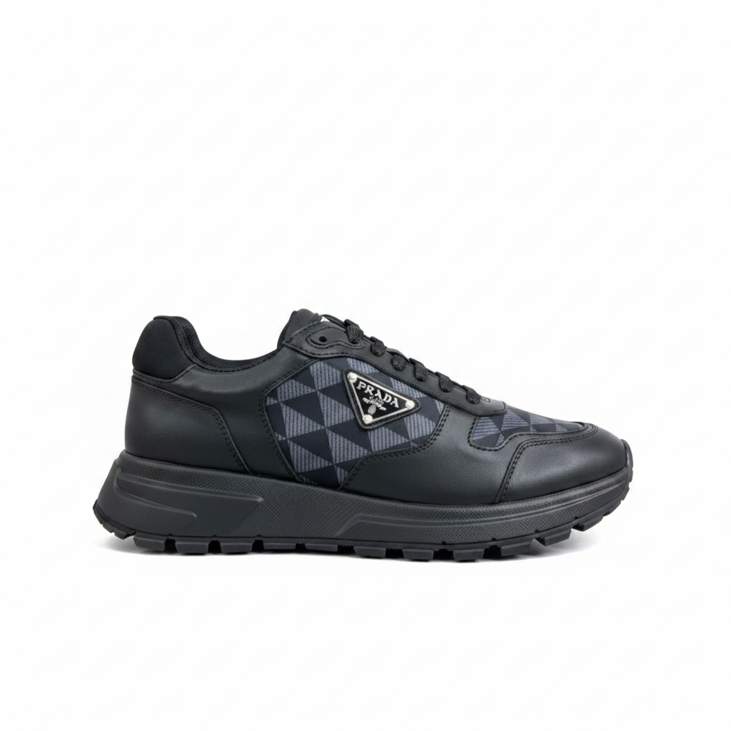 Prada Leather and Re-Nylon Sneakers "Black"