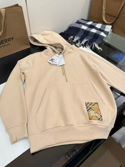 Burberry Check Label Cotton Hoodie "Beige"