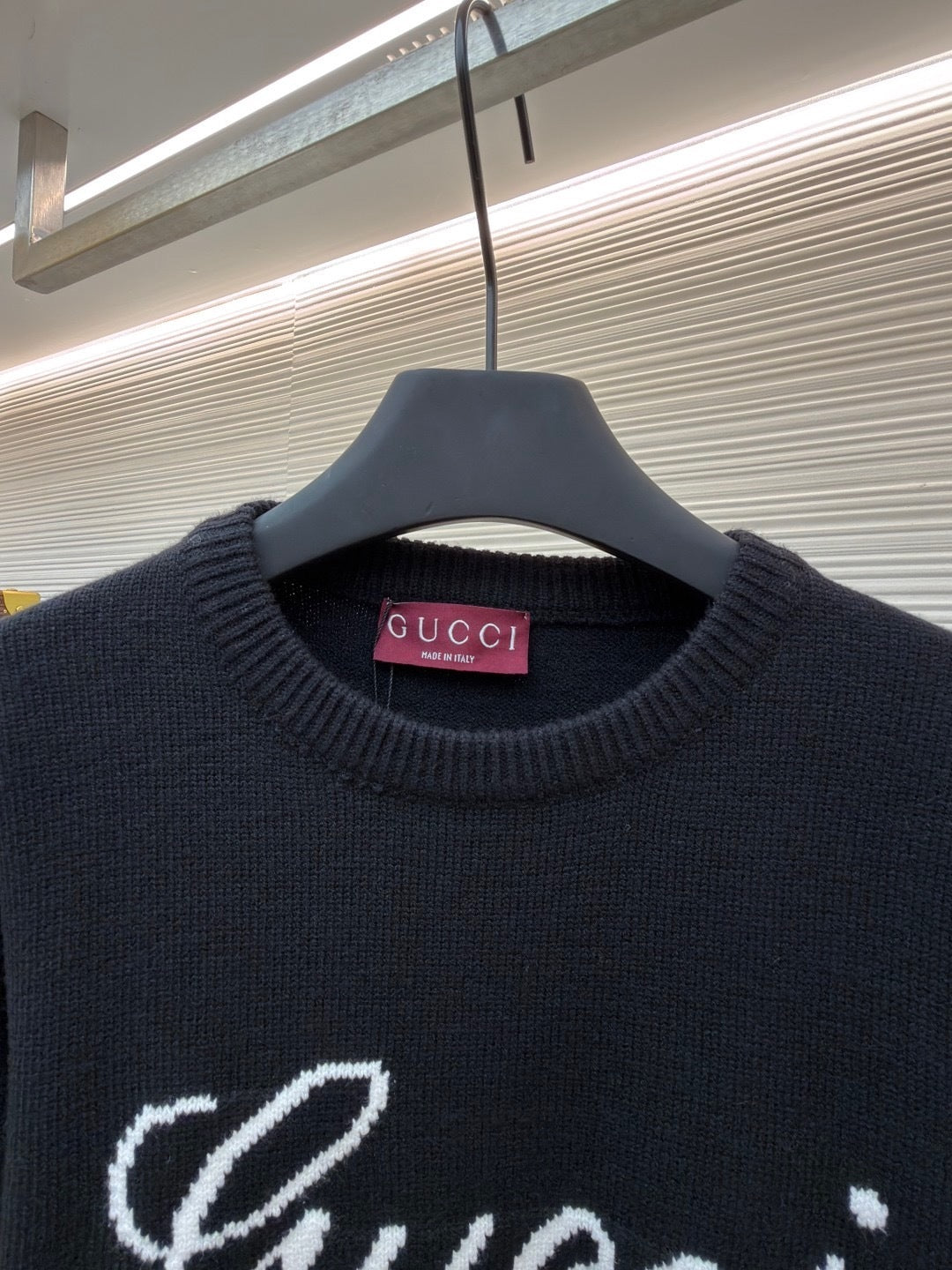 Gucci Knit Wool Sweater with Intarsia "Black"