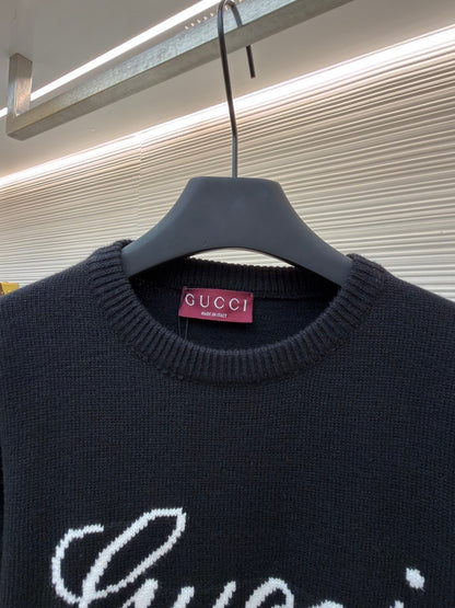 Gucci Knit Wool Sweater with Intarsia "Black"