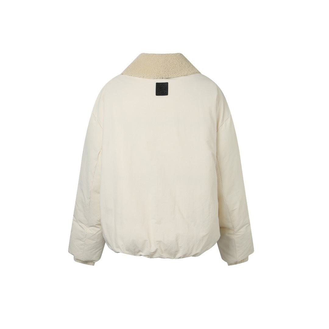 Loewe Shearling-Trimmed Down Jacket "White"