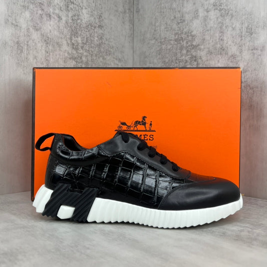 Hermes Bouncing Sneakers "Black Crocodile Pattern"