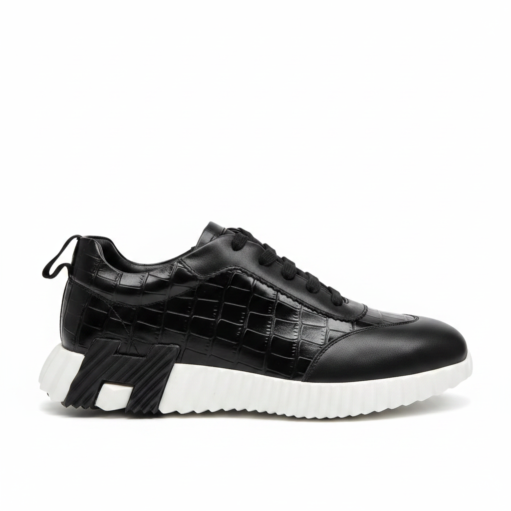 Hermes Bouncing Sneakers "Black Crocodile Pattern"