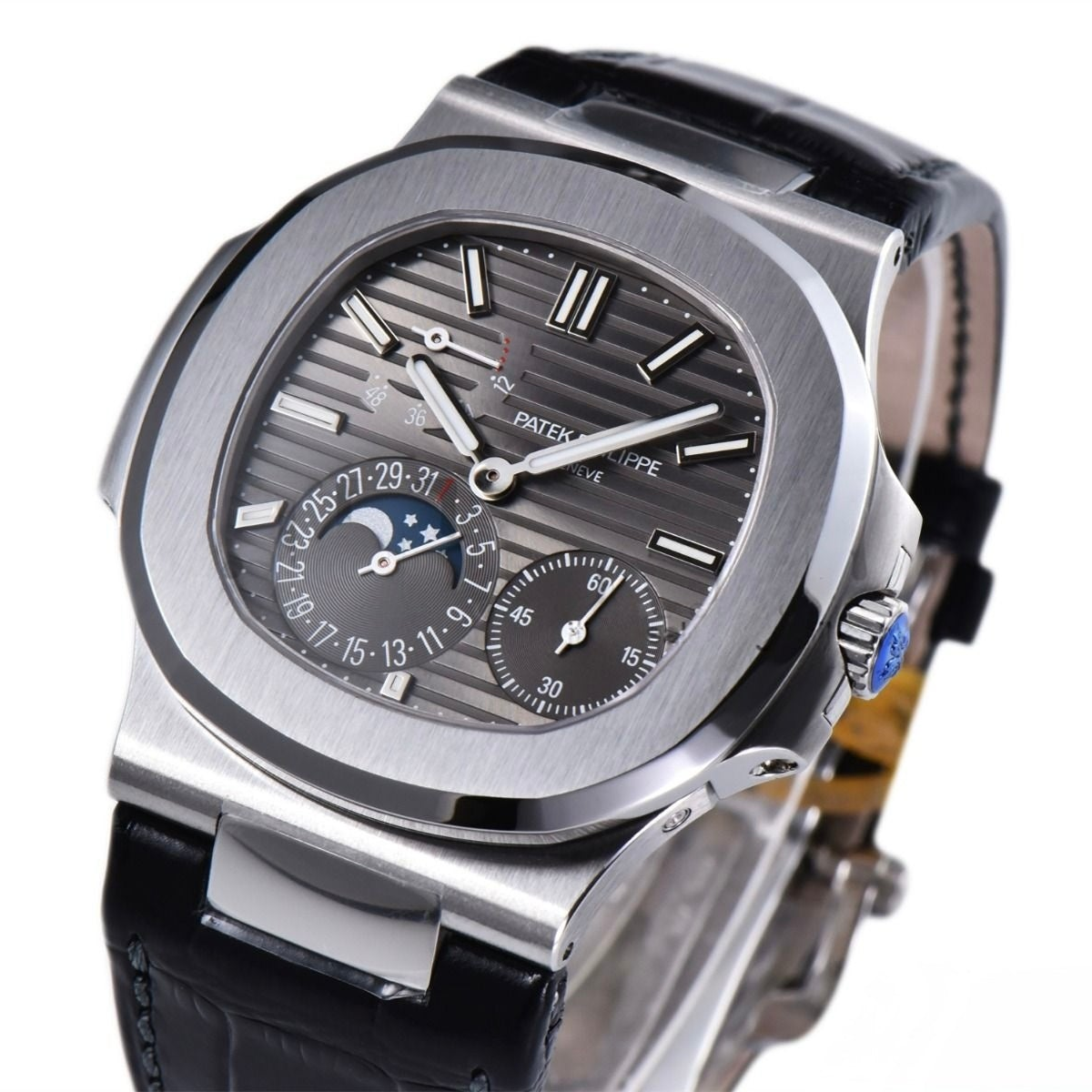 Patek Philippe Nautilus 41mm Black Leather Grey Dial