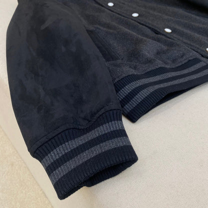 Louis Vuitton Leather Varsity Jacket "Anthracite"