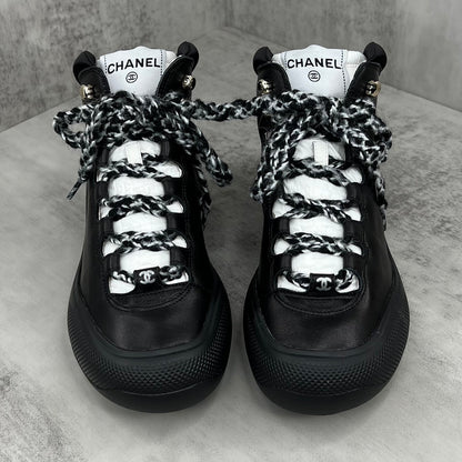 Chanel Leather Snow Boots "Black"