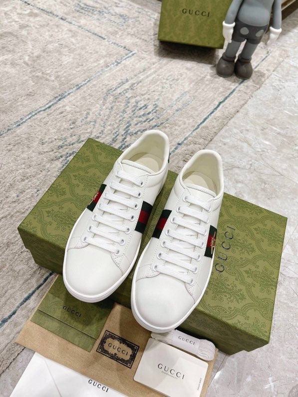 Gucci Ace Trainer with Bee "White"