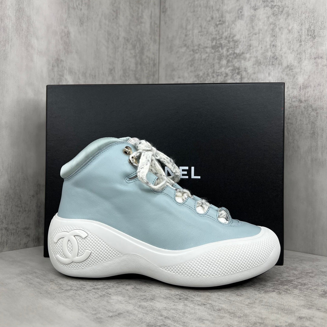 Chanel Leather Snow Boots "Blue"