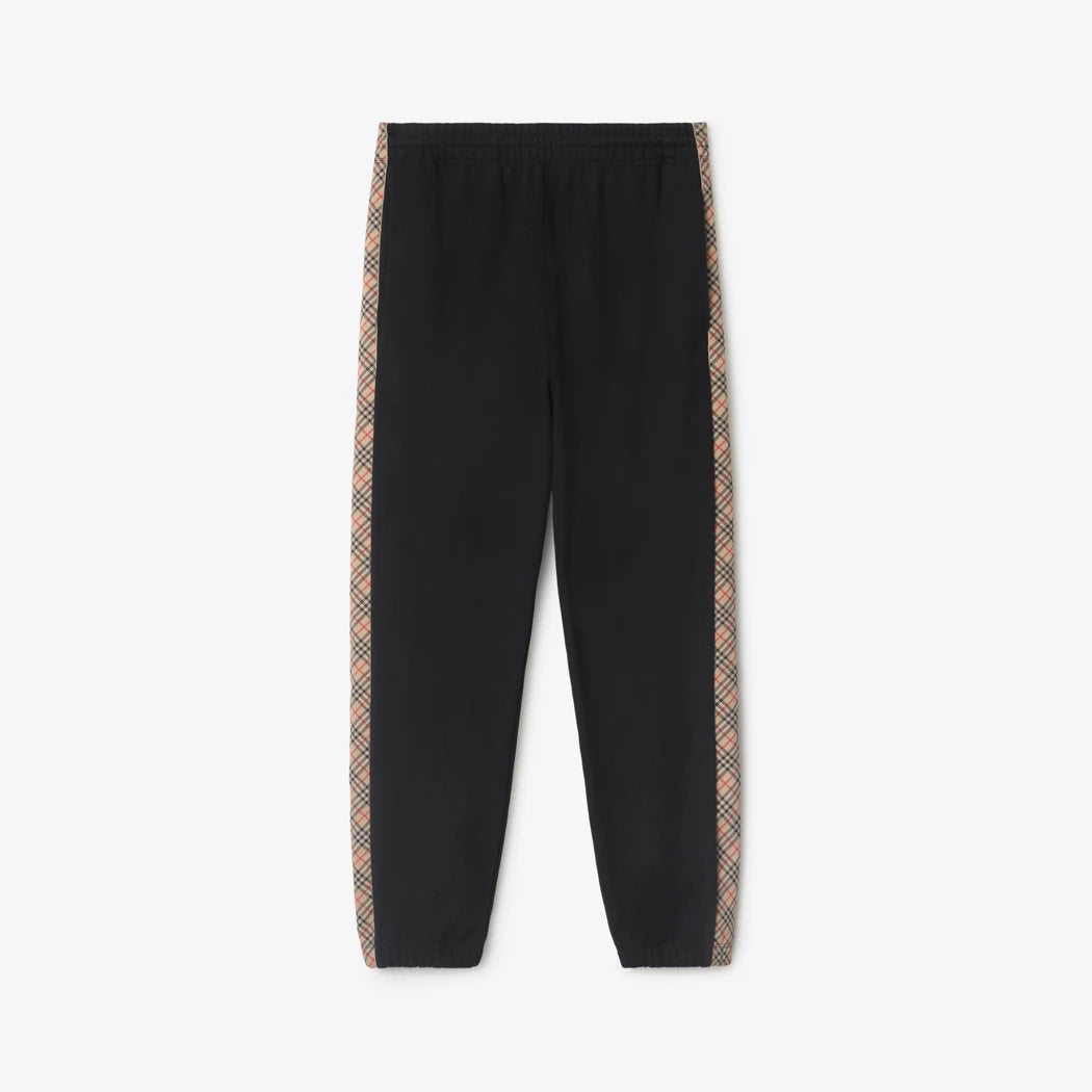Burberry Check Trim Cotton Jogging Pants "Black"