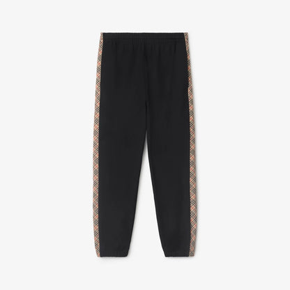 Burberry Check Trim Cotton Jogging Pants "Black"