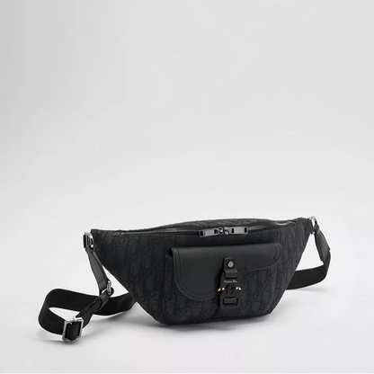 Dior Saddle Belt Bag "Dior Oblique Jacquard in Black and Grained Calfskin in Black"